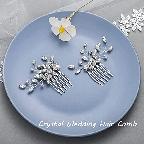 Bride Silver Wedding Hair Comb Rhinestone Bridal Headpiece Sparkly Crystal Hair Accessorie for Women (A-Silver) - color: A-Silver