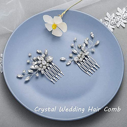 Bride Silver Wedding Hair Comb Rhinestone Bridal Headpiece Sparkly Crystal Hair Accessorie for Women (A-Silver) - color: A-Silver