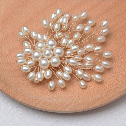 Large Flower Pearl Brooches for Women Fashion White Cluster Pearls Brooch Lapel Pins Fun Formal Dress Clothes Costume Pin Chunky Floral Jewelry Gift