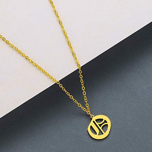 Women's Old English Initial Necklace 18K Gold Plated Stainless Steel Letter Pendant Gift - style: O