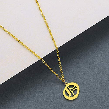 Women's Old English Initial Necklace 18K Gold Plated Stainless Steel Letter Pendant Gift - style: O
