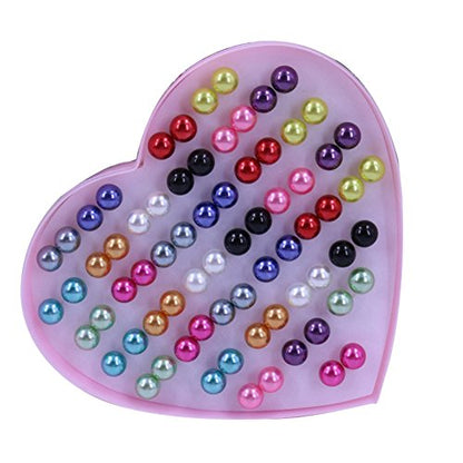 36 Pairs Ear Studs Stainless Steel Colourful Cute Faux Pearls Earrings Gift