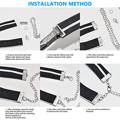 Jewelry Making DIY Kit Accessories, Jewelry Repair Tool Set with Ribbon Crimp Ends, Lobster Clasps, Head Pins, Eye Pins, Jump Rings, Extender Chain, Teardrop Dangle End Beads, Cord Crimp End Tips