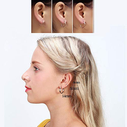 316L Surgical Stainless Steel Huggie Hoop Earrings 6mm 8mm 10mm 11mm 12mm 14mm Hypoallergenic Earrings Hoop Cartilage Helix Lobes Hinged Sleeper Earrings For Men Women - style: A04:6mm Rose Gold(THK 2.0mm)