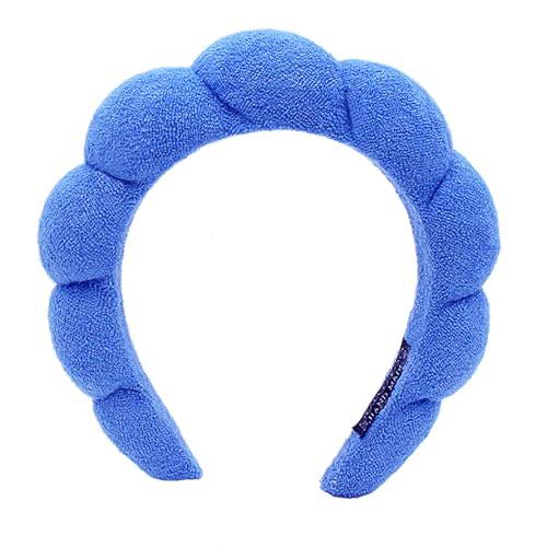 Spa Headbands for Washing Face Makeup Skin Care Headband Women Bubble Facial Beauty Headbands Puffy Shower Towel Band Hair Headband - color: Dark Blue