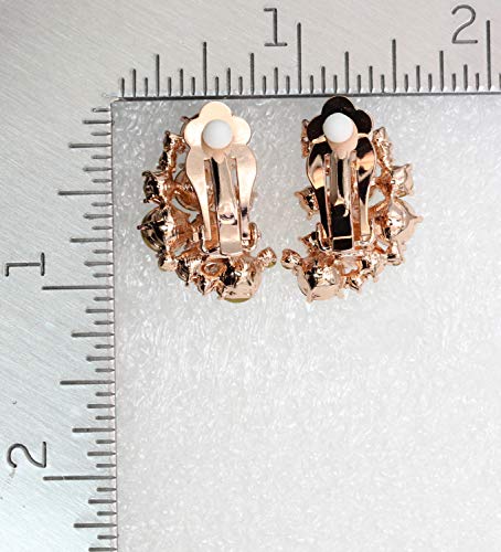Faship Gorgeous Clip Ons Floral Earrings - color: Clear/RoseGold