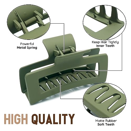 XXL Jumbo Rectangle Claw Clips for Thick Hair - Strong Hold Hair Clips | Rectangle Design | Matte Finish | Non Slip | Wide Opening | 2 Pack (Jelly Gray & Brown) - color: Jelly Gray & Brown