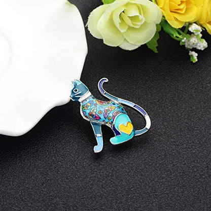 NEWEI Cat Brooch Pins for Women Girls Jacket Bag Charms Cat Pins Jewelry Gifts - color: Sky