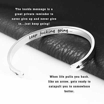 SAM & LORI Personal Bracelets for Teens/Women-Inspirational Jewelry Gifts (Various Designs) for Daughter/Sister/Mom/Friends-Adjustable Bracelet in a Pretty Gift Box - style: Keep F Going