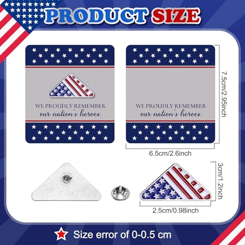 Sayglossy 30 Sets American Flag Pins 250 Anniversary Pins Patriotic Folded Flag Lapel Pin with Card 4th of July Gifts USA Patriotic Brooch for Independence Veterans Memorial Labor Day - style: American Patriotic
