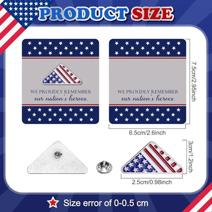 Sayglossy 30 Sets American Flag Pins 250 Anniversary Pins Patriotic Folded Flag Lapel Pin with Card 4th of July Gifts USA Patriotic Brooch for Independence Veterans Memorial Labor Day - style: American Patriotic