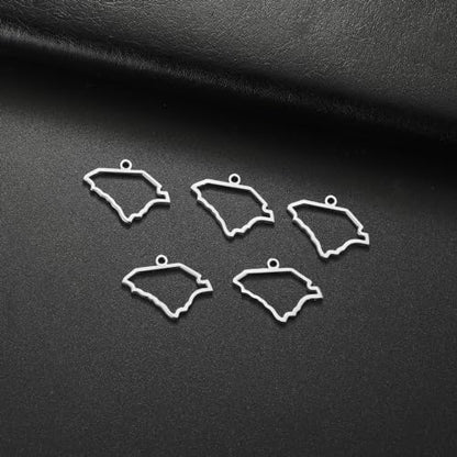 kkjoy 5Pcs Hollow Continents Maps of USA Pendant Charms for Jewelry Making and Crafting, Stainless Steel Mini Charm Craft Supplies Accessories for DIY Bracelet Necklace Earrings - color: Hollow South Carolina Map - Silver