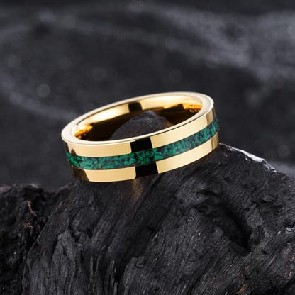 King Will Wood Wedding Band Wood Inlay for Men - color: Gold-6mm