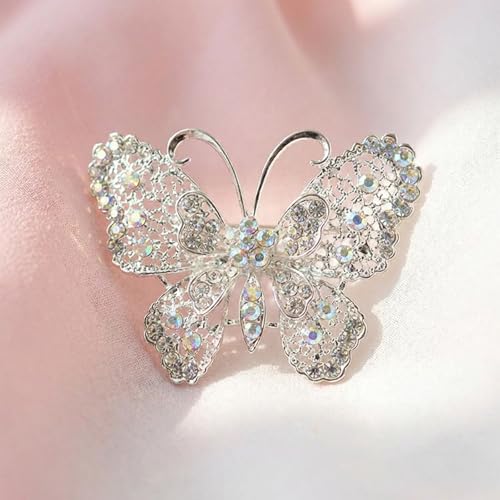Sparkling Butterfly Brooch Pin for Women, Elegant Butterfly Lapel Pins,Rhinestone Animal Shape Brooch,Crystal Insect Lapel Pin,Dress Accessories Jewelry Gift for Women Daily Decoration