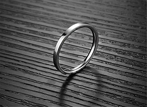 Fashion Month Women 2mm Titanium Stainless Steel Cubic Zirconia CZ Inlay White Gold Ring Wedding Engagement Silver Band
