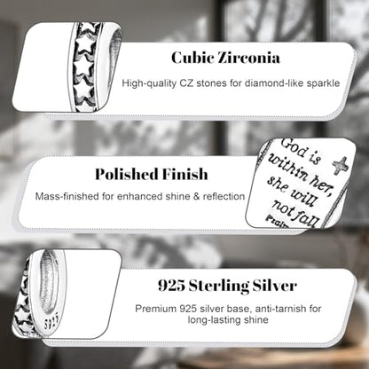 LaMenars 925 Sterling Silver Charms for Pandora Bracelets & Necklaces | Bead Charms Birthday Holiday Jewelry Gifts For Women - color: Beble Cross Star Dangle