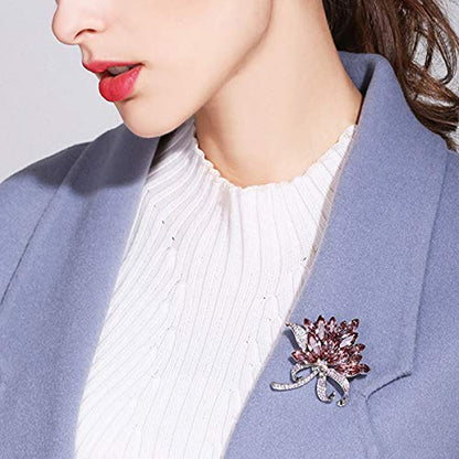 seven wolves Women's Austrian Crystal Brooch Wedding Flower Leaf Bouquet Brooch - color: Champange