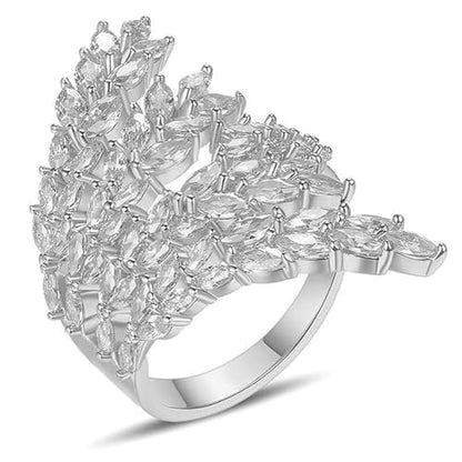 18K Gold Plated Rings for Women and Teen Girls Non Tarnish Cubic Zirconia Fidget Ring Butterfly/Snake/Mesh/Cross/Crown Knuckle Ring Open Adjustable Statement Stacking Chunky Rings - color: Silver Wheat Ears