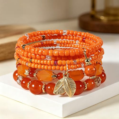 Boho Wooden Beads Bracelets Bohemian Bracelet Stack for Men Women Wood Beaded Bracelet Set - color: L
