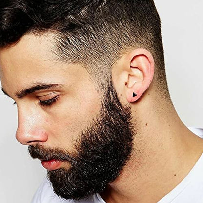 EPIRORA Sterling Silver Stud Earrings for Women Men- 4 Pairs of Hypoallergenic Simple Geometric Small Stud Earring Set Tiny Circle Triangle Square Bar Stud Earrings Mini Cartilage Tragus Earrings - style: Style 1- Black Gold