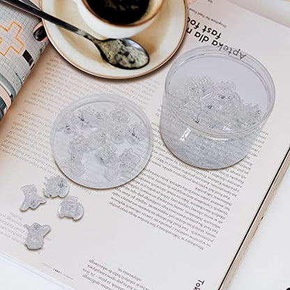 50 PCS Mini Hair Claw Clips， Bangs Strong Grip Multifunction Clamp Clips. (Transparent white) - color: Transparent white