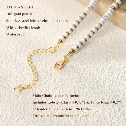 XIJIN Natural Stone Beaded Anklets for Women Handmade Beach Boho Turquoise Beads Ankle Bracelet Jewelry Gift for Her - color: C