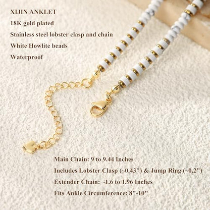 XIJIN Natural Stone Beaded Anklets for Women Handmade Beach Boho Turquoise Beads Ankle Bracelet Jewelry Gift for Her - color: C