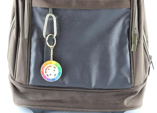 Color Wheel Pin Enamel brooch Spinning Wheel Christmas Gift art pin backpack lapel kawaii pins - style: colour wheel keychain-white+black