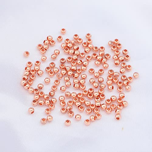 Rose Gold Plated Round Spacer Beads 3mm 300pcs for Jewelry Making Findings Non Tarnish - color: Rose Gold, size: 3mm