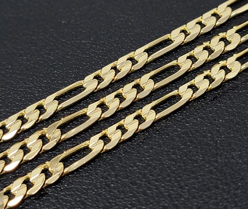Gold Electroplated Anklet, Made in Korea - style: Concave Figaro Chain