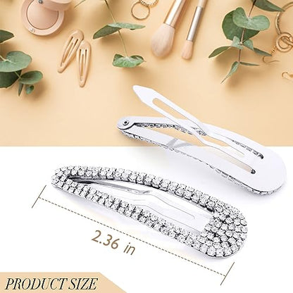 KANPRINCESS Hair Clip, 2Pcs 2.4Inch Rhinestone, Silver, Hair Barrettes for Women Girls Bridal, Wedding, Party, Prom