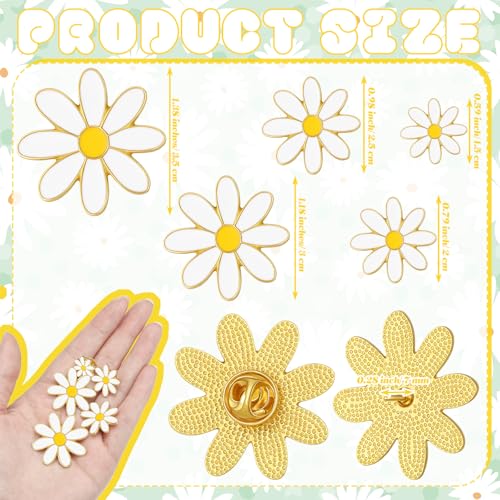 Liliaafar 40 Pcs Daisy Flower Pin for Women Daisy Enamel Lapel Pin White Collar Brooch for Coat Hat Clothes Bags Sweater Accessories