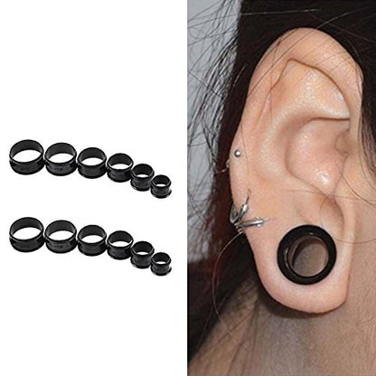 TOPBRIGHT 24PCS UV Acrylic Tapers and Surgical Steel Plugs Ear Gauges Kit Eyelets Stretching Set 00G-20mm - color: Black