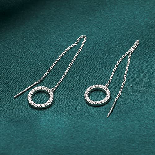 Pearl Dangle Earrings for Women, Threader Earrings Long Drop Earrings, Dainty Hoop Earrings Hypoallergenic Tassel Ear Chain for Wedding Jewelry Gifts - color: Cubic Zirconia Threader Earrings