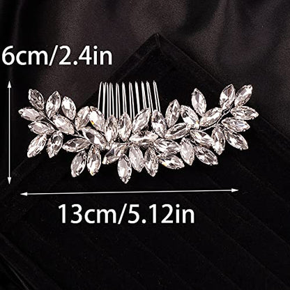 Teyglen Simple Full Rhinestones Wedding Hair Comb - Crystal Hair Pieces Luxurious Accessories for Bride - Bridal Side Hair Combs for Women and Girls (Gold) - color: Gold