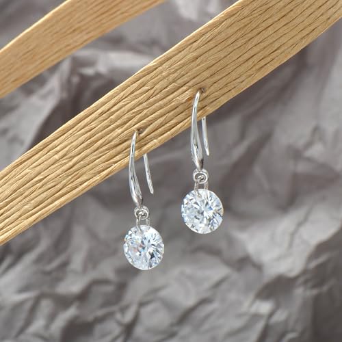 8 MM Cubic Zirconia Bare Diamond Cut Crystal Dangle Earrings for Women - color: Colorless