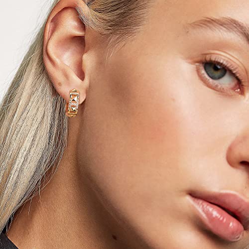 Huggie Hoop Earrings 14K Gold Plated Cubic Zirconia Dainty Simple Cute Beads Elegant CZ Circle Small Hoop Earring for Women Minimalist Handmade Hypoallergenic Jewelry - color: CZ-H