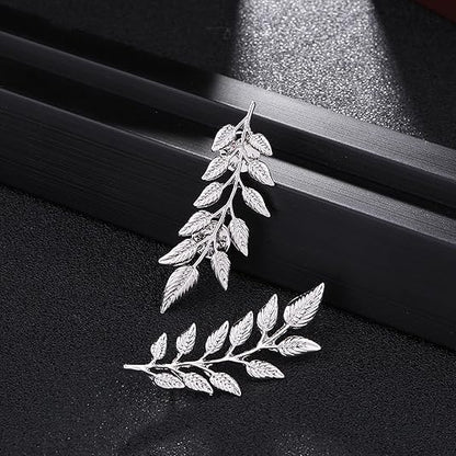 5 Pairs Retro Hollow Pattern Shirt Collar Brooches For Women And Men Gold Plated Triangle & Simple Elegant Double Leaf Collar Pin Brooches Gold Silver Plant Brooch Jewelry - style: Silver leaf