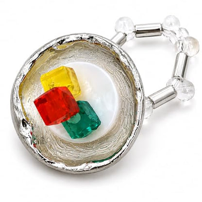 Cute Fried Egg Beaded Ring for Women, Handmade Y2K Adjustable Stretch Ring, Colorful Acrylic Statement Jewelry for Daily Wear