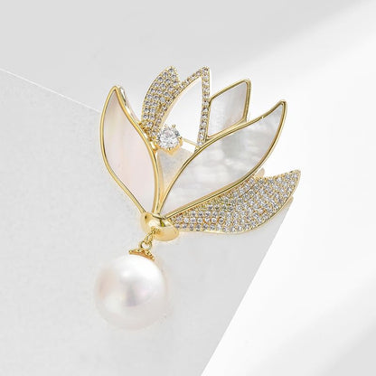 Brooches and Pins for Women Elegant Flower Pearl Brooches Costume Broches Jewelry Lady Christmas Pin for Women - style: GD-1912