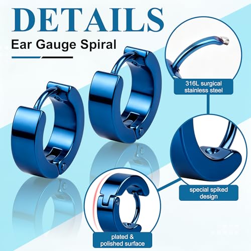 Stainless Steel Mens Womens Hoop Earrings Piercings Huggie Hypoallergenic - color: 5 Pair