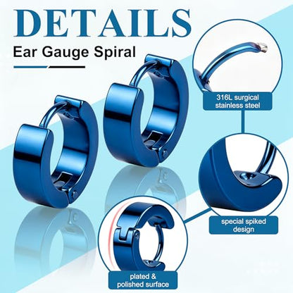 Stainless Steel Mens Womens Hoop Earrings Piercings Huggie Hypoallergenic - color: 5 Pair