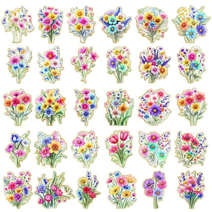 30/60 Pcs Cute Enamel Pins Bulk Plant Flower Animal Halloween Gothic Fall Pumpkin Cartoon Lapel Pin Brooches Jewelry Gift for Backpack Clothes Hats Accessories - style: Wild Flower