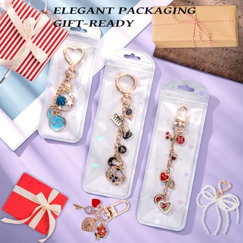 Wurosi 544Pcs Bag Charm Kit, Charms Lip Gloss Keychain Making Kit | with Key Chain Hooks, Charms, Chains, Jump Rings, Lobster Clasps, Plier, Gift Bags & Tools, for DIY Craft Supplies Gifts - color: 544 Pcs Gold Keychain Kits