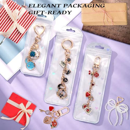 Wurosi 544Pcs Bag Charm Kit, Charms Lip Gloss Keychain Making Kit | with Key Chain Hooks, Charms, Chains, Jump Rings, Lobster Clasps, Plier, Gift Bags & Tools, for DIY Craft Supplies Gifts - color: 544 Pcs Gold Keychain Kits