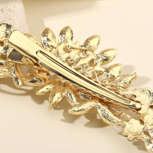 Hapibuy Crystal Rhinestone Pearl Hair Comb Gold Wedding Bridal Hair Pins Accessory - color: Gold-Hair Clip