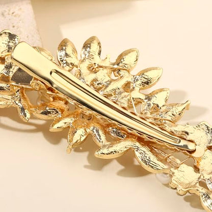 Hapibuy Crystal Rhinestone Pearl Hair Comb Gold Wedding Bridal Hair Pins Accessory - color: Gold-Hair Clip