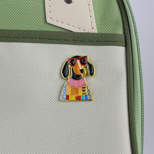 Cute Dachshund in Sweater With Sunglasses Enamel Pin For Wienie Mom, Kawaii Wiener Dog Lover Pin Brooch, Cool Dachshund Sweater Brooch Badge, Doxie Dog Mom Gift, Cute Sausage Puppy Lapel Badges For Animal Lover Pet Owner, Cozy Wiener Puppy Accessory