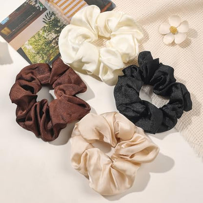 Hair Scrunchies for Women - Hair Ties No Damage Both for Thick Hair or Thin Hair Curl Hair No Crease Scrunchies Ponytail Holder No Hurt Your Hair - color: Light Brown