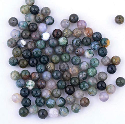 Natural Stone Beads 100pcs 8mm India Agate Round Genuine Real Stone Beading Loose Gemstone Hole Size 1mm DIY Charm Smooth Beads for Bracelet Necklace Earrings Jewelry Making (India Agate) - color: India Agate Green, size: 8mm